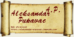 Aleksandar Pupavac vizit kartica